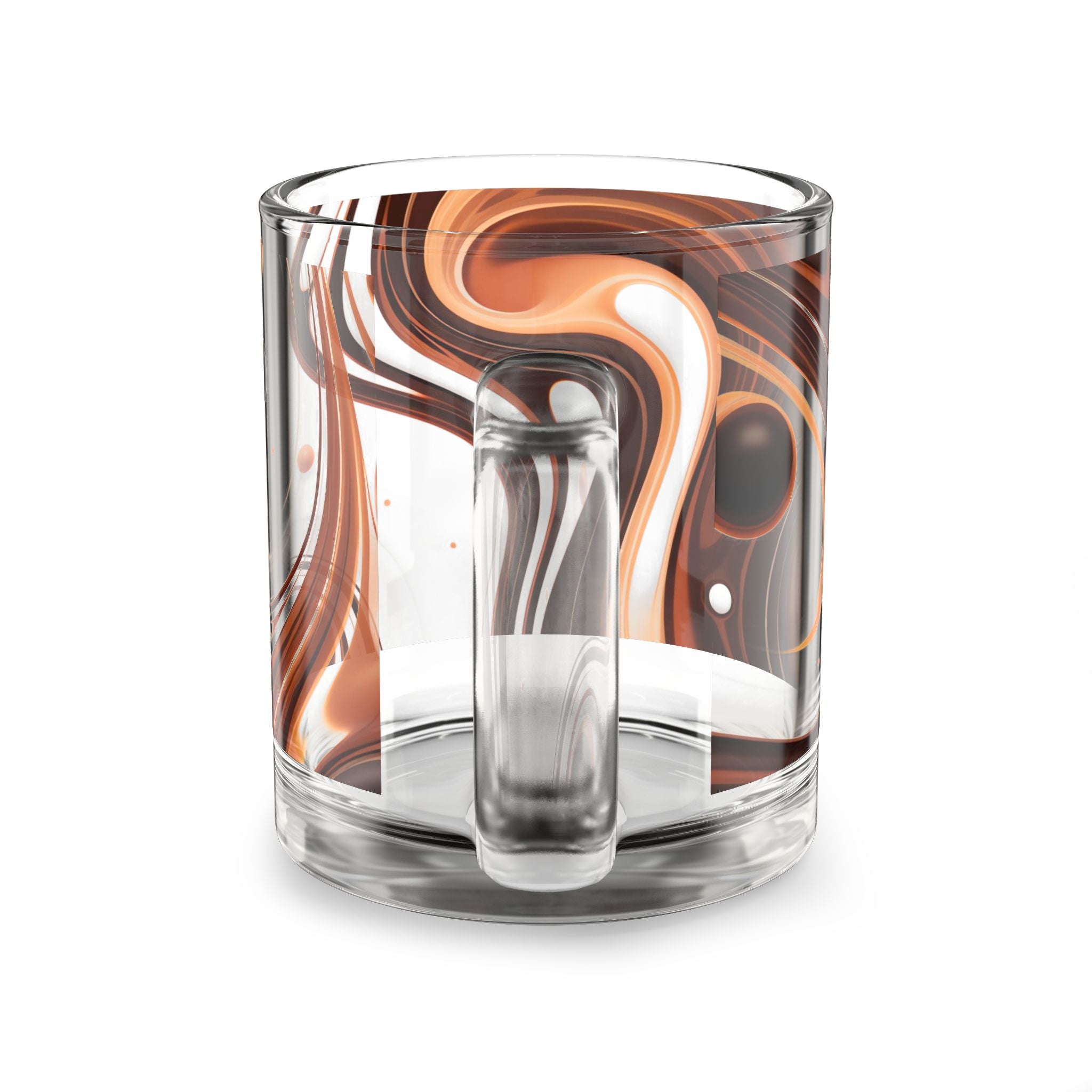 Swirling Chocolate Marble Glass Mug — 10oz Artistic Coffee & Tea Cup