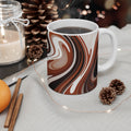 Brown Swirl Ceramic Mug — Retro Marble Coffee Cup (11 oz)