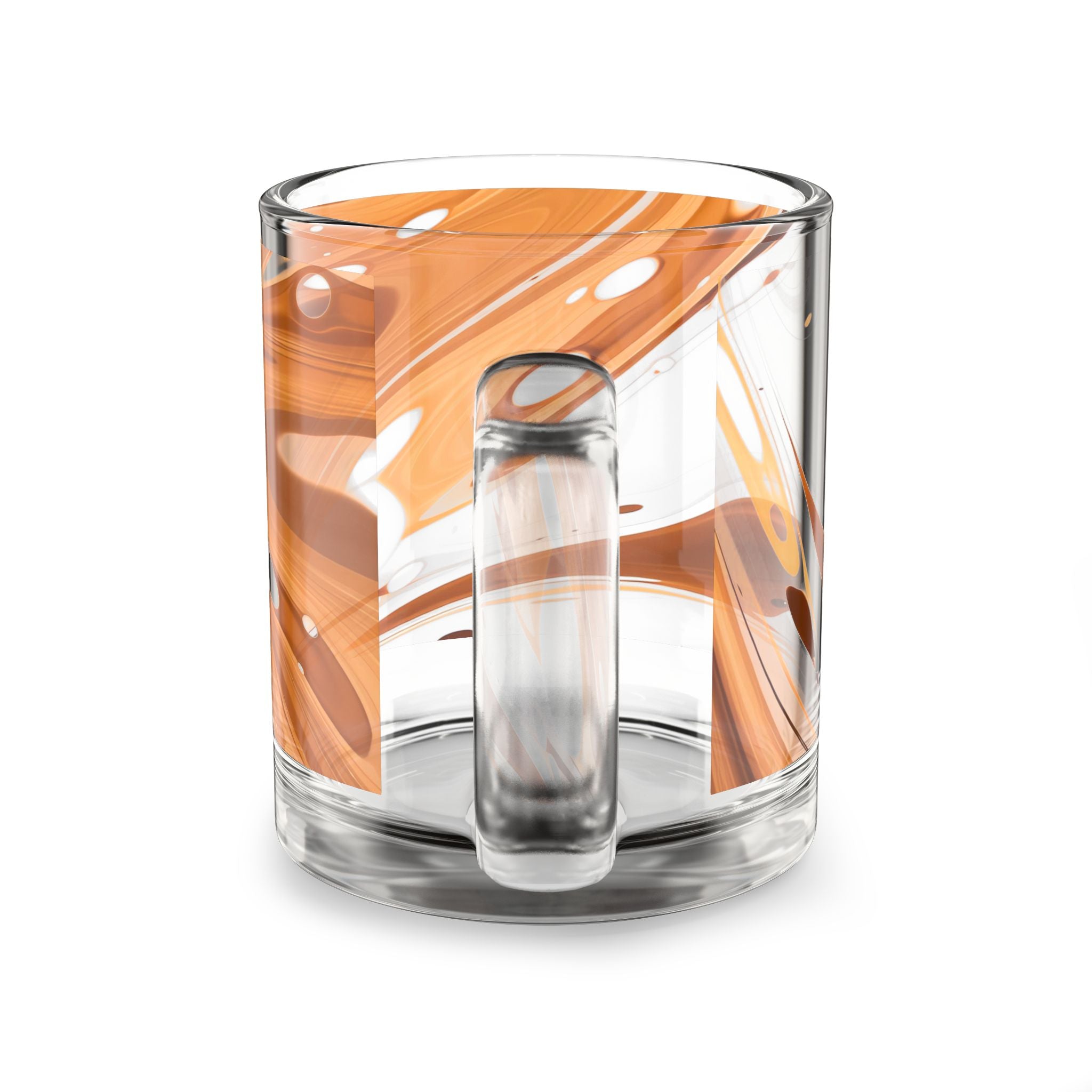 Orange Marble Glass Mug — 10oz Swirl Coffee Tea Cup