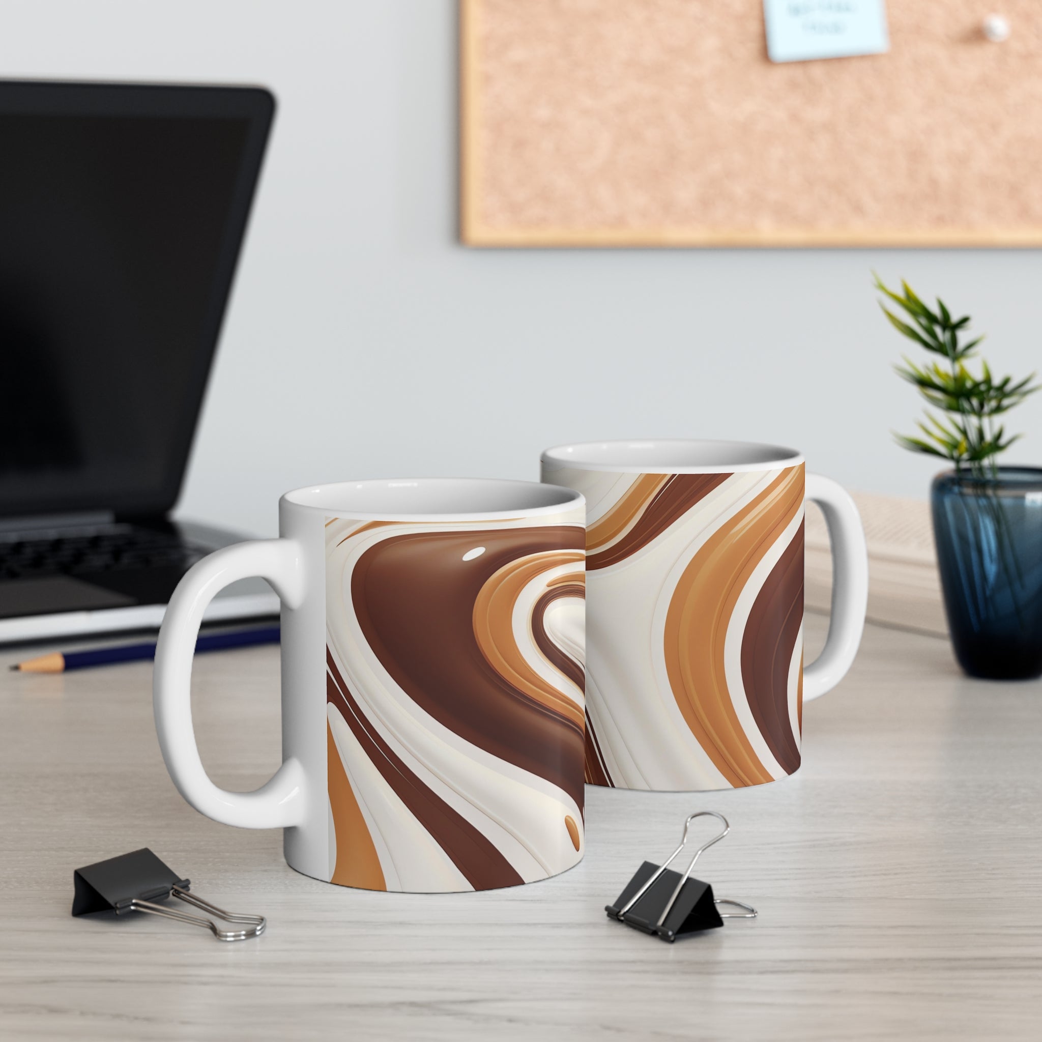 Swirl Chocolate Latte Mug — 11oz Ceramic Coffee Cup