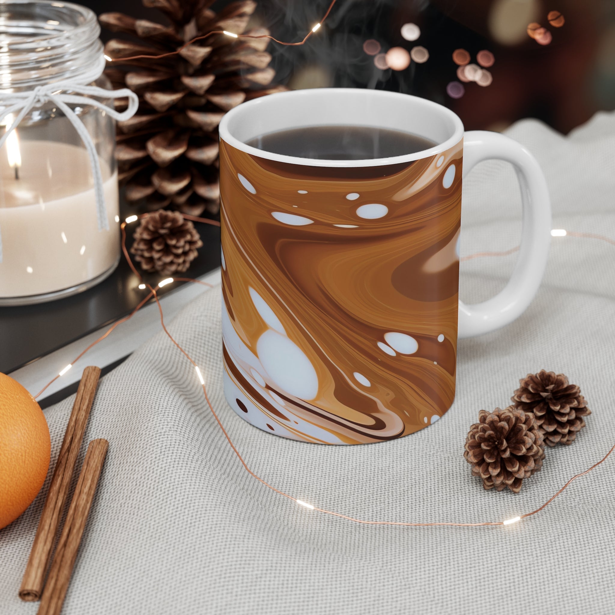 Coffee Swirl Ceramic Mug — 11oz