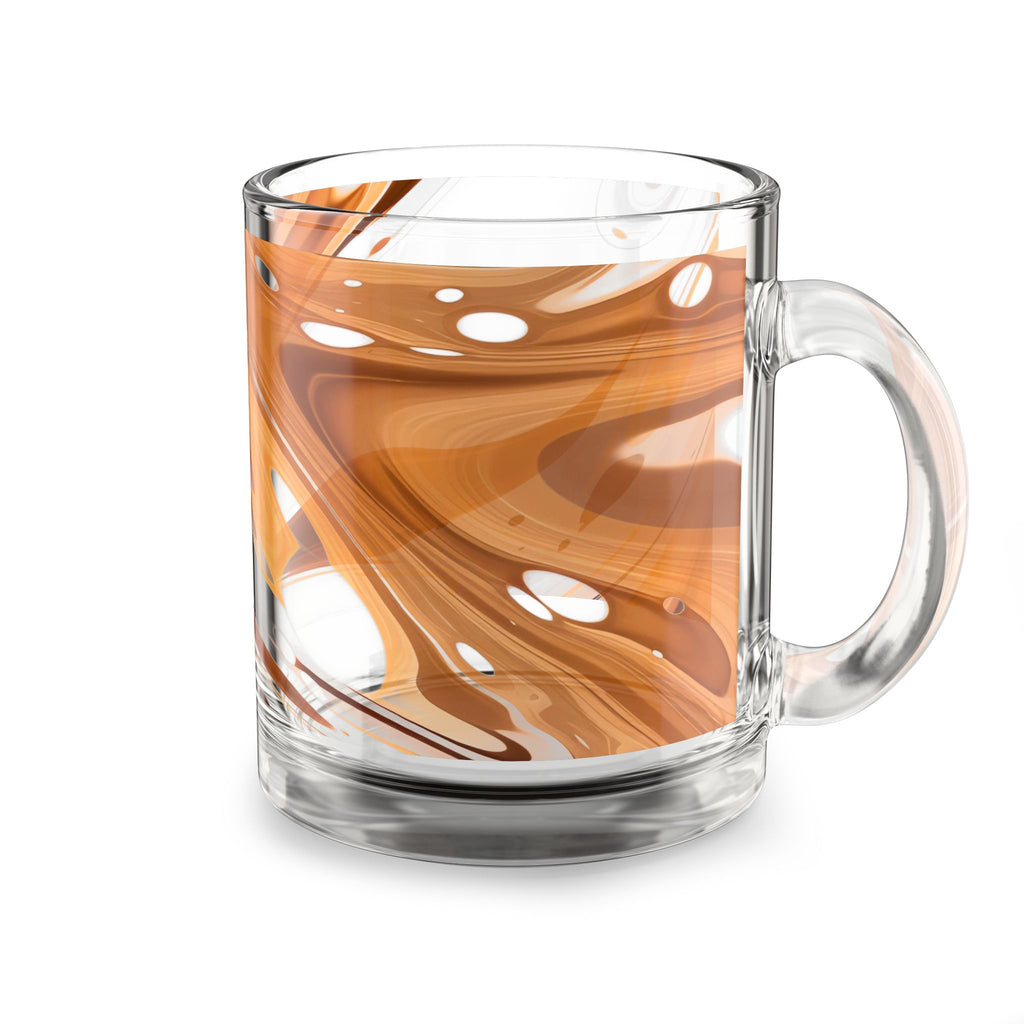 Orange Marble Glass Mug — 10oz Swirl Coffee Tea Cup