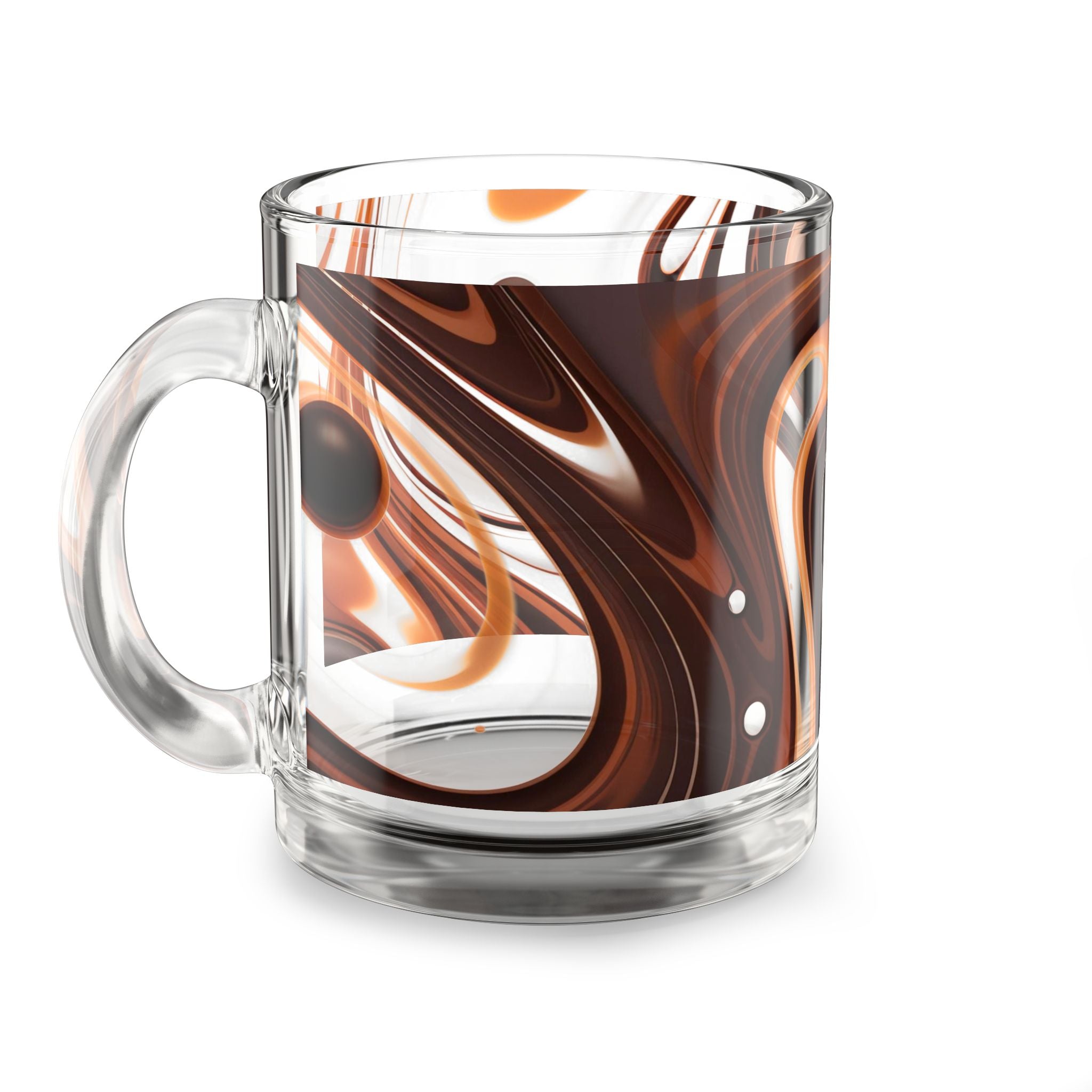 Swirling Chocolate Marble Glass Mug — 10oz Artistic Coffee & Tea Cup