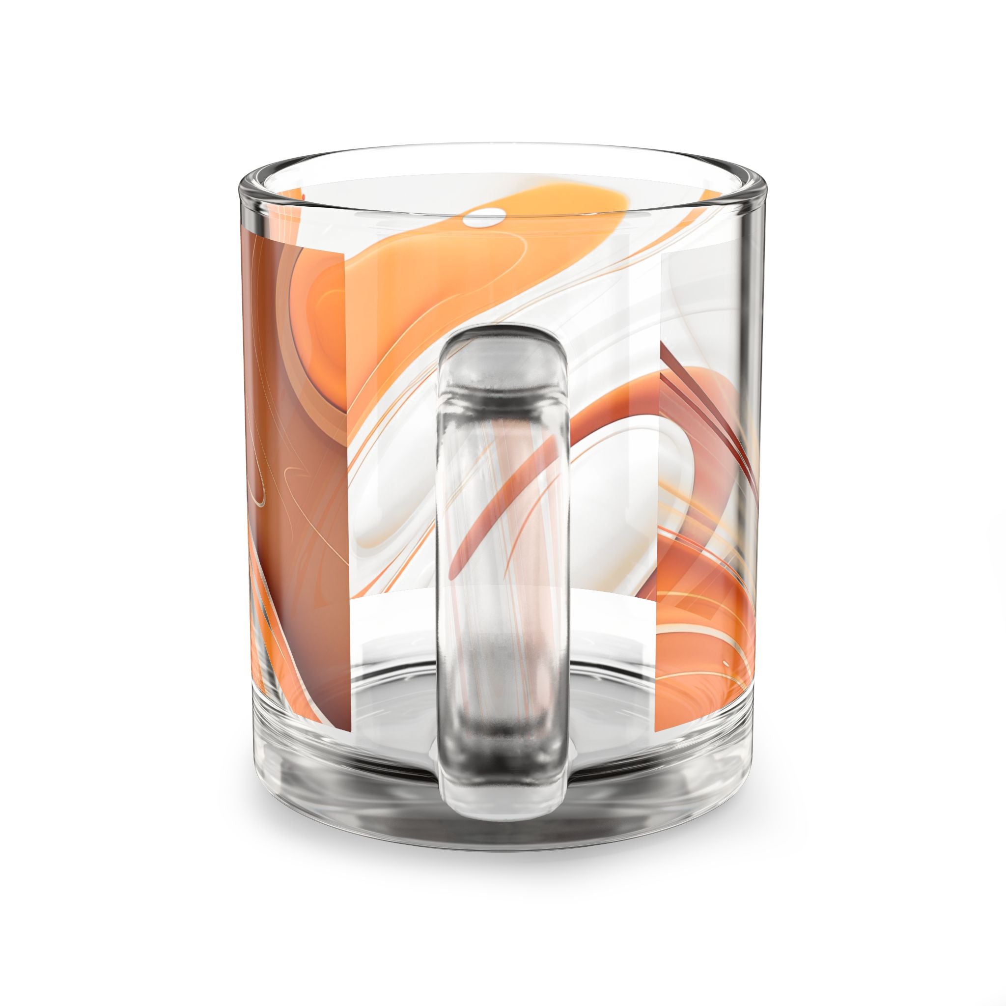 Orange Abstract Swirl Glass Mug — 10oz Artistic Coffee & Tea Cup
