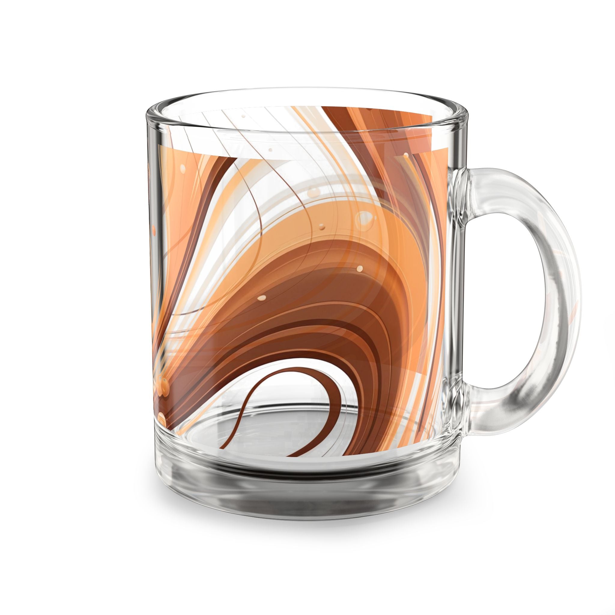 Swirl Art Glass Mug — Warm Brown & Ivory Abstract Coffee Cup (10 oz)