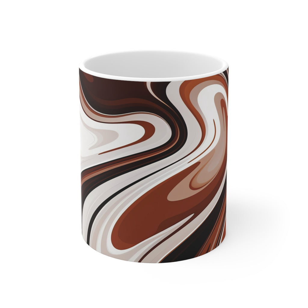 Brown Swirl Ceramic Mug — Retro Marble Coffee Cup (11 oz)