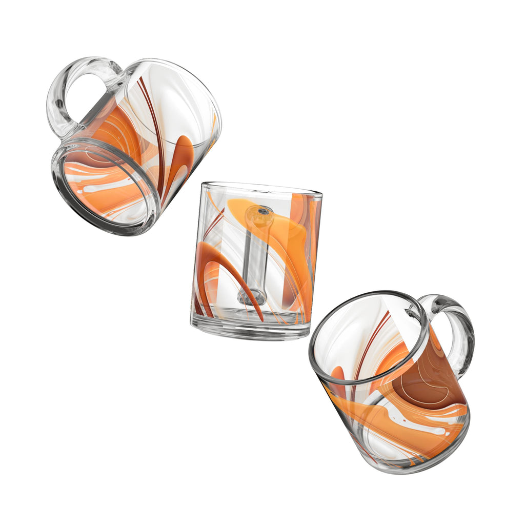 Orange Abstract Swirl Glass Mug — 10oz Artistic Coffee & Tea Cup