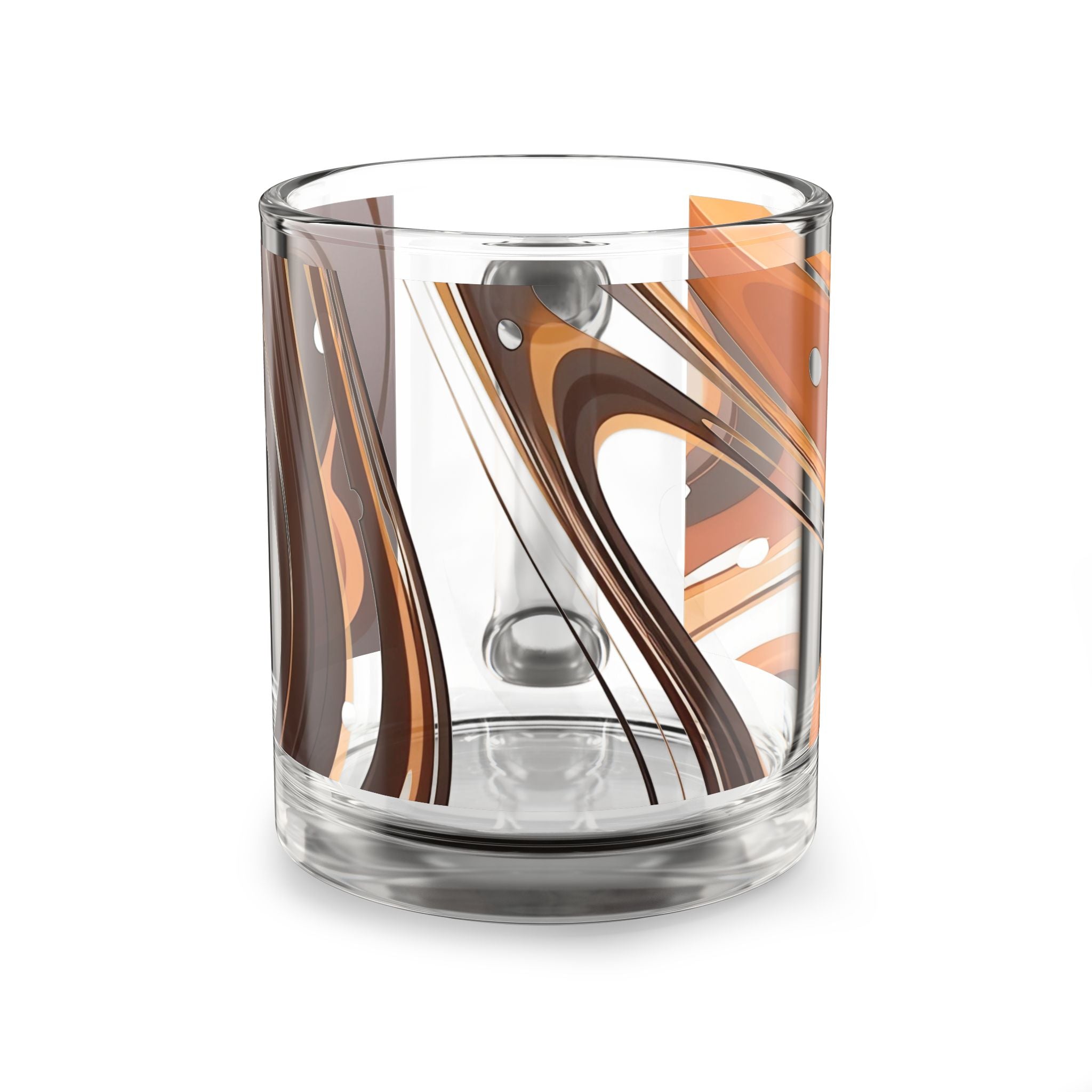 10oz Glass Mug — Abstract Brown & Orange Swirl Coffee Glass