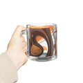 10oz Glass Mug — Abstract Brown & Orange Swirl Coffee Glass