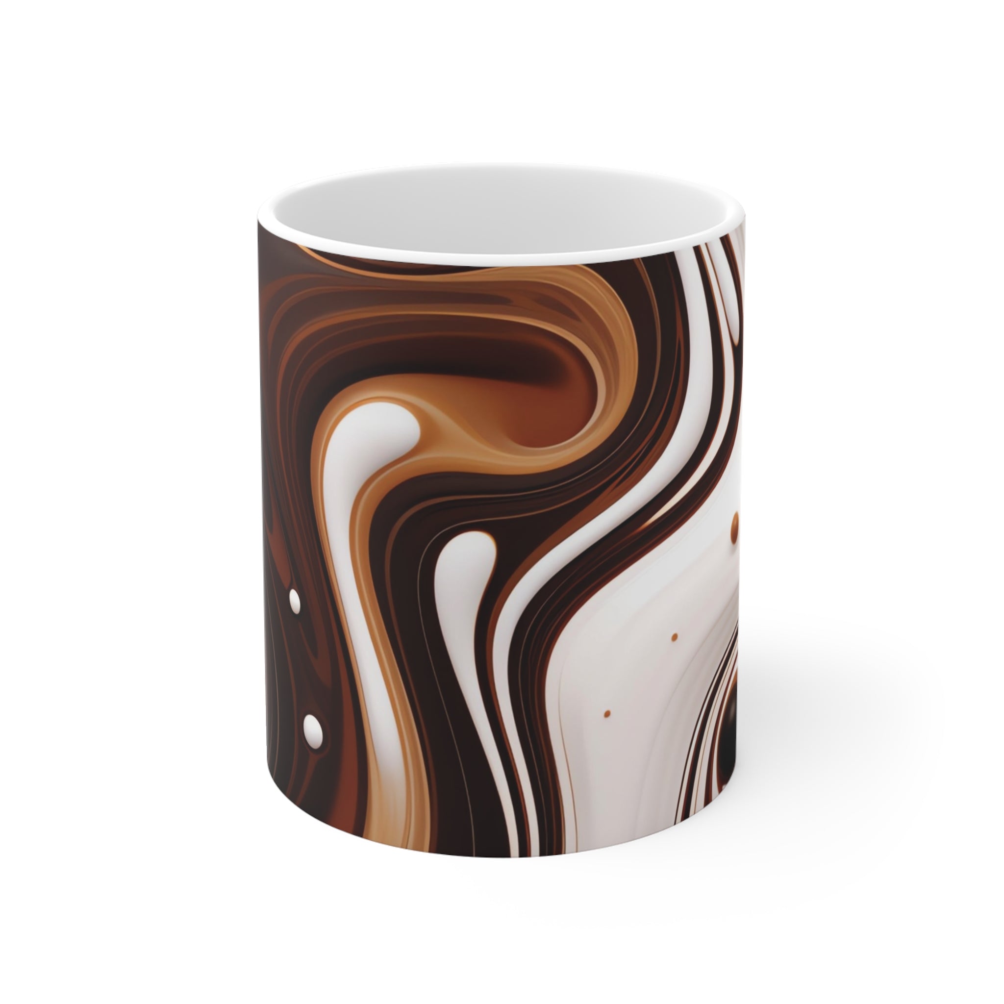 11oz Ceramic Mug — Brown Marble Swirl Coffee Cup
