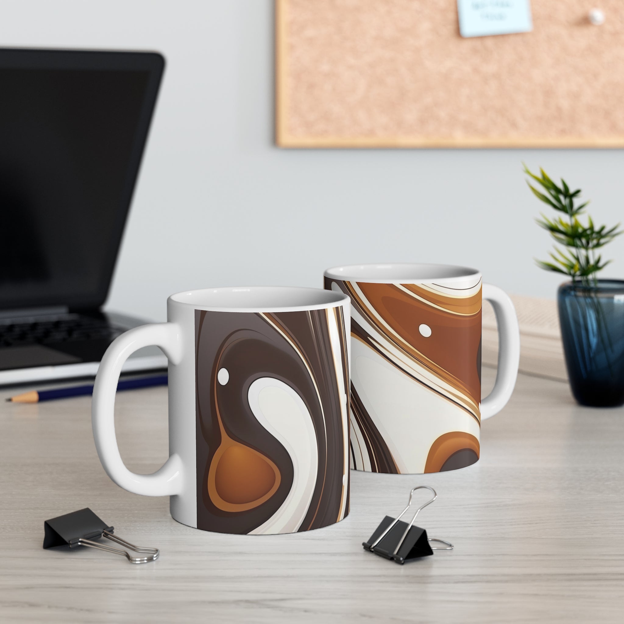 Marbled Chocolate Swirl Mug — 11oz Ceramic Coffee Cup