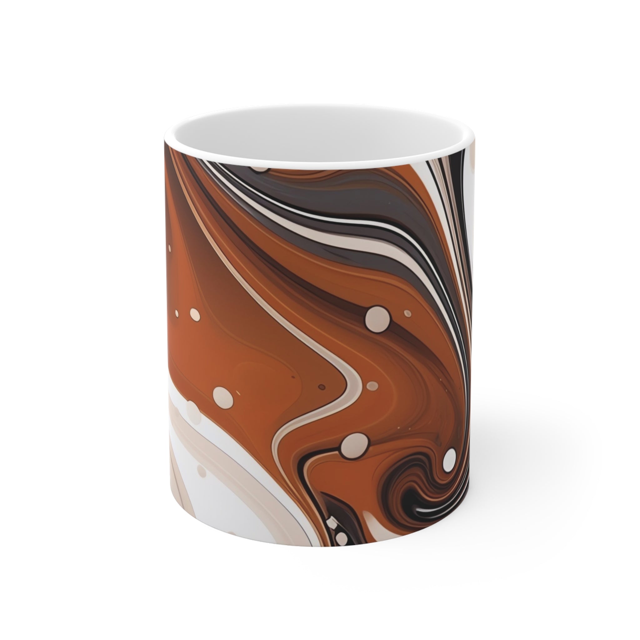 Brown Marble Swirl Mug — 11oz Ceramic Coffee Cup