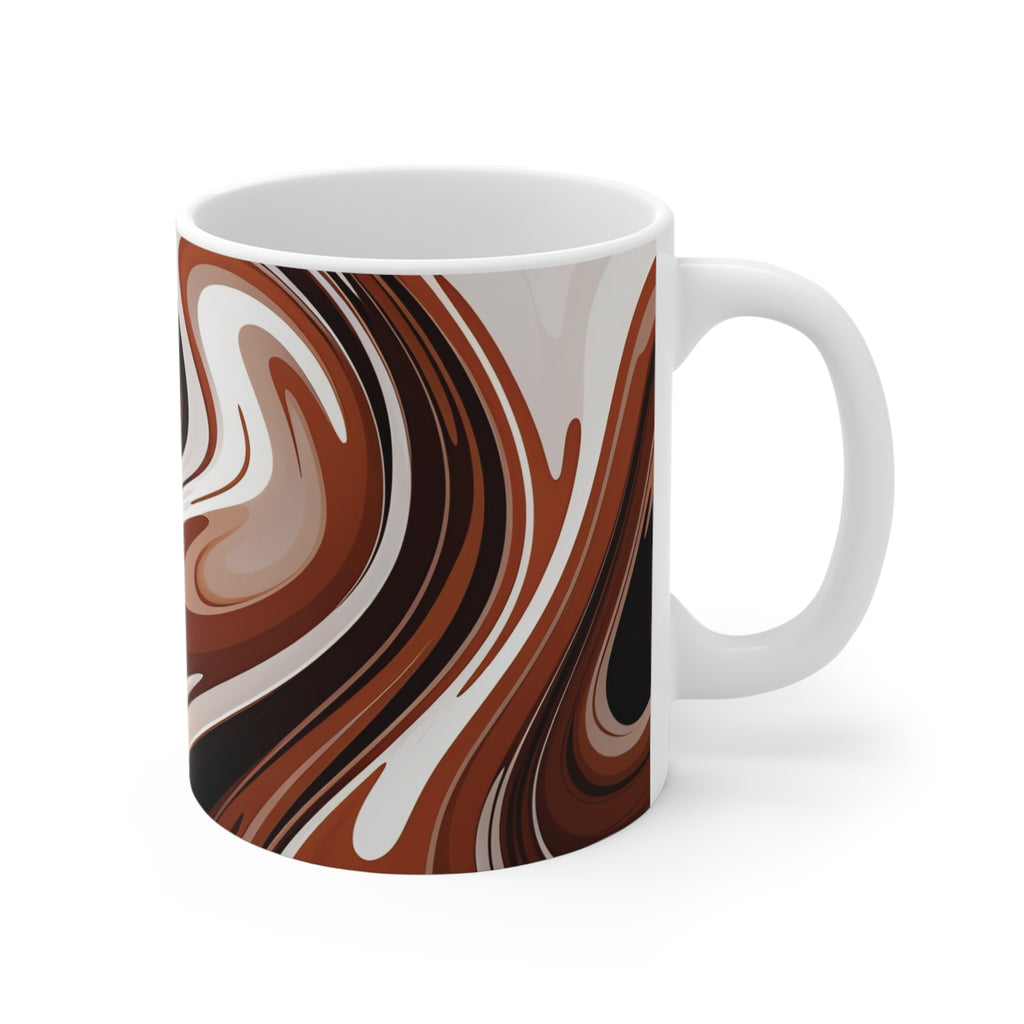 Brown Swirl Ceramic Mug — Retro Marble Coffee Cup (11 oz)
