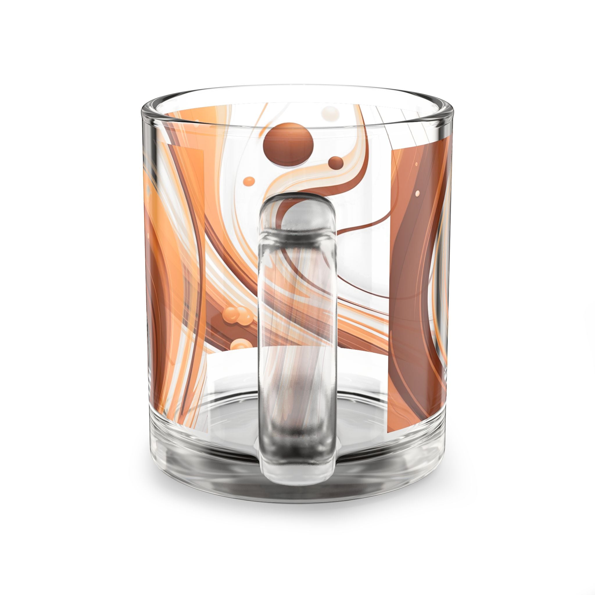 Swirl Art Glass Mug — Warm Brown & Ivory Abstract Coffee Cup (10 oz)