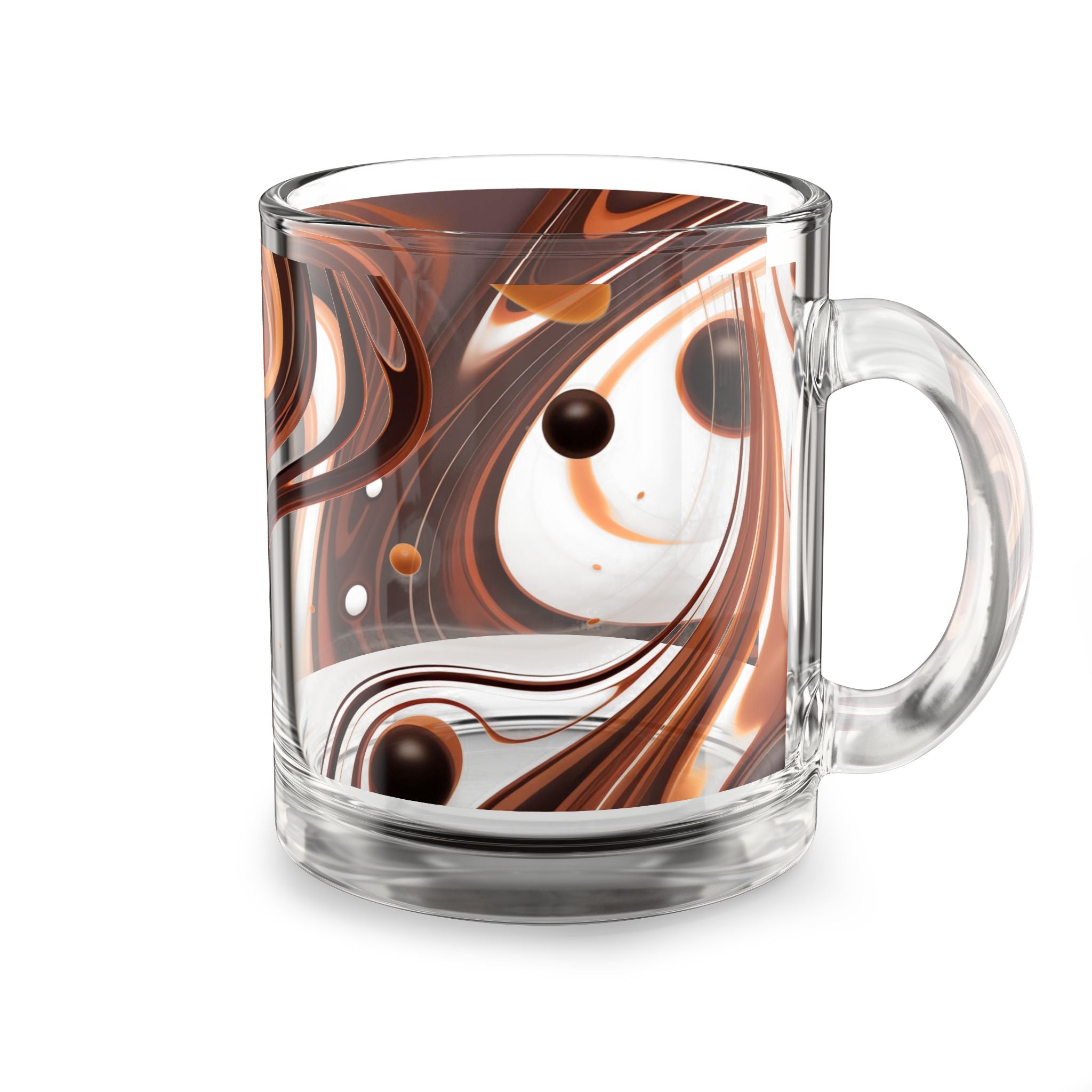 Swirling Chocolate Marble Glass Mug — 10oz Artistic Coffee & Tea Cup
