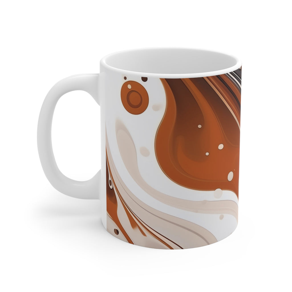 Brown Marble Swirl Mug — 11oz Ceramic Coffee Cup