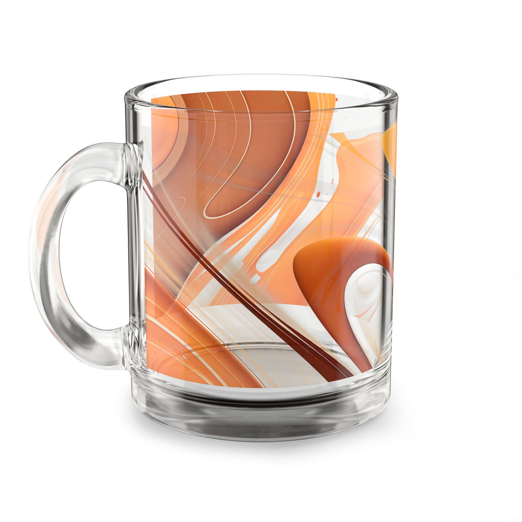 Orange Abstract Swirl Glass Mug — 10oz Artistic Coffee & Tea Cup