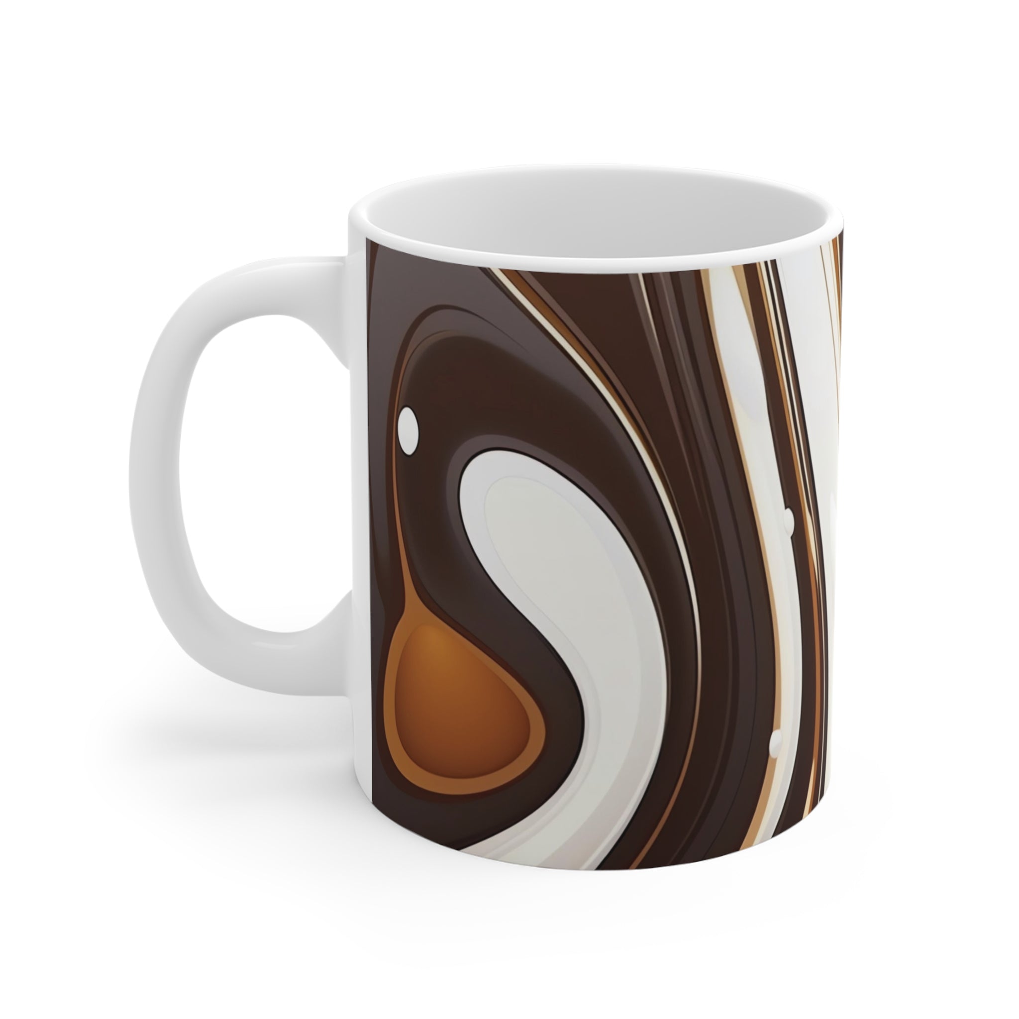 Marbled Chocolate Swirl Mug — 11oz Ceramic Coffee Cup