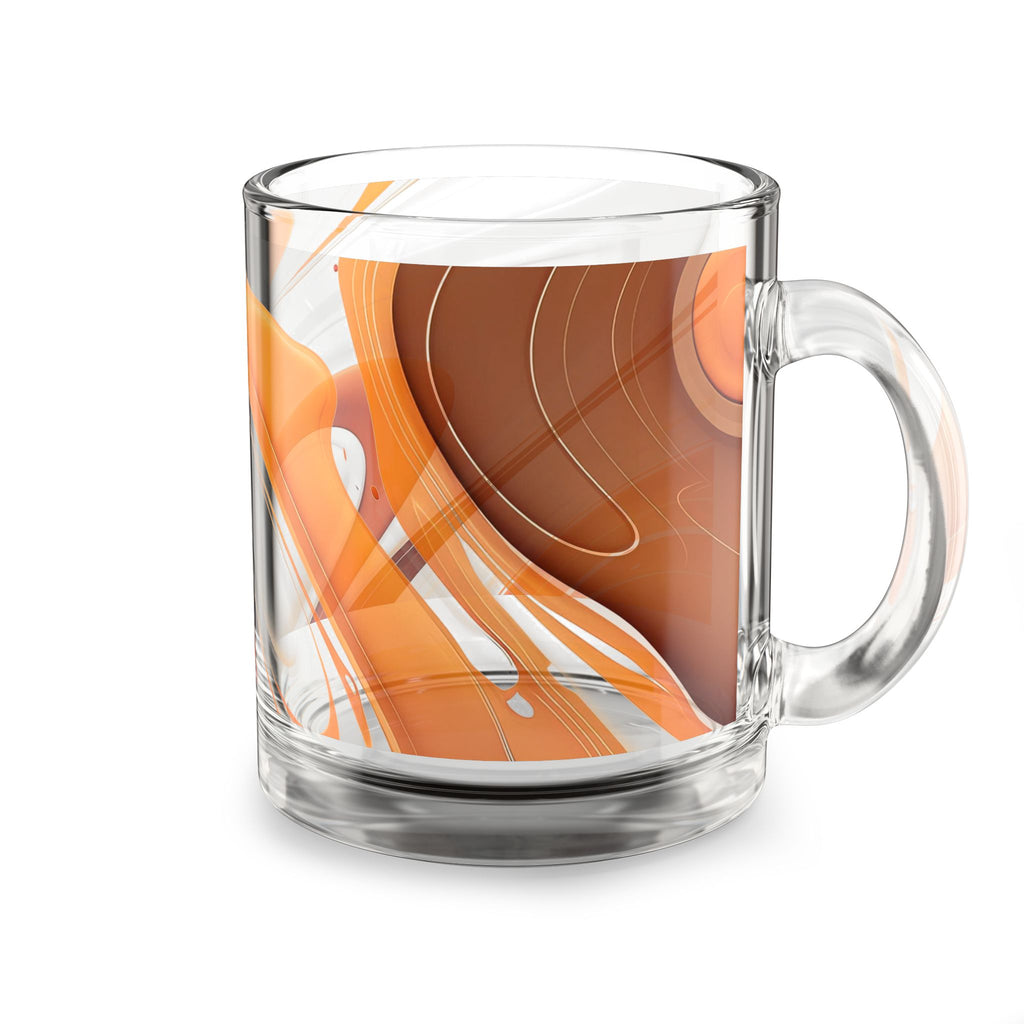 Orange Abstract Swirl Glass Mug — 10oz Artistic Coffee & Tea Cup