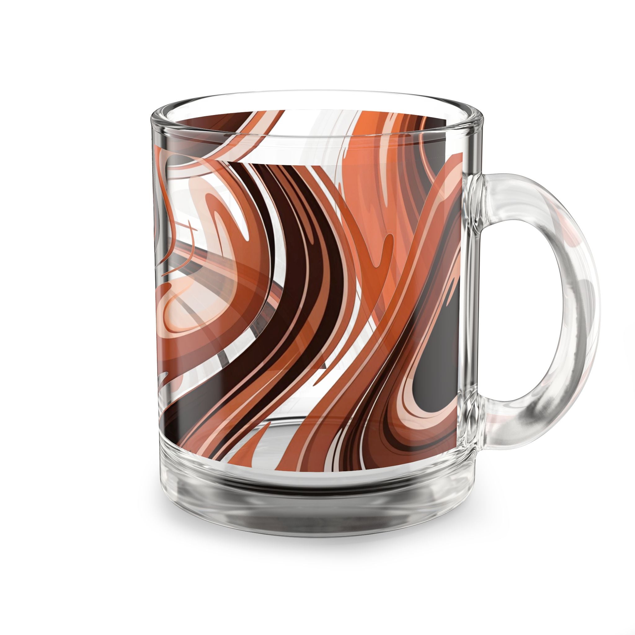 Swirled Retro Orange Glass Mug — 10oz Abstract Coffee & Tea Tumbler