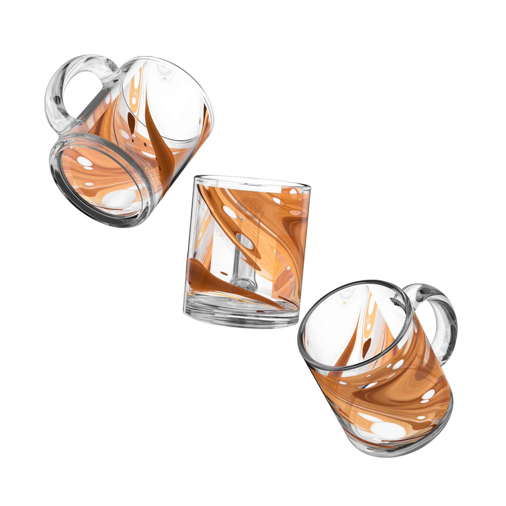 Orange Marble Glass Mug — 10oz Swirl Coffee Tea Cup