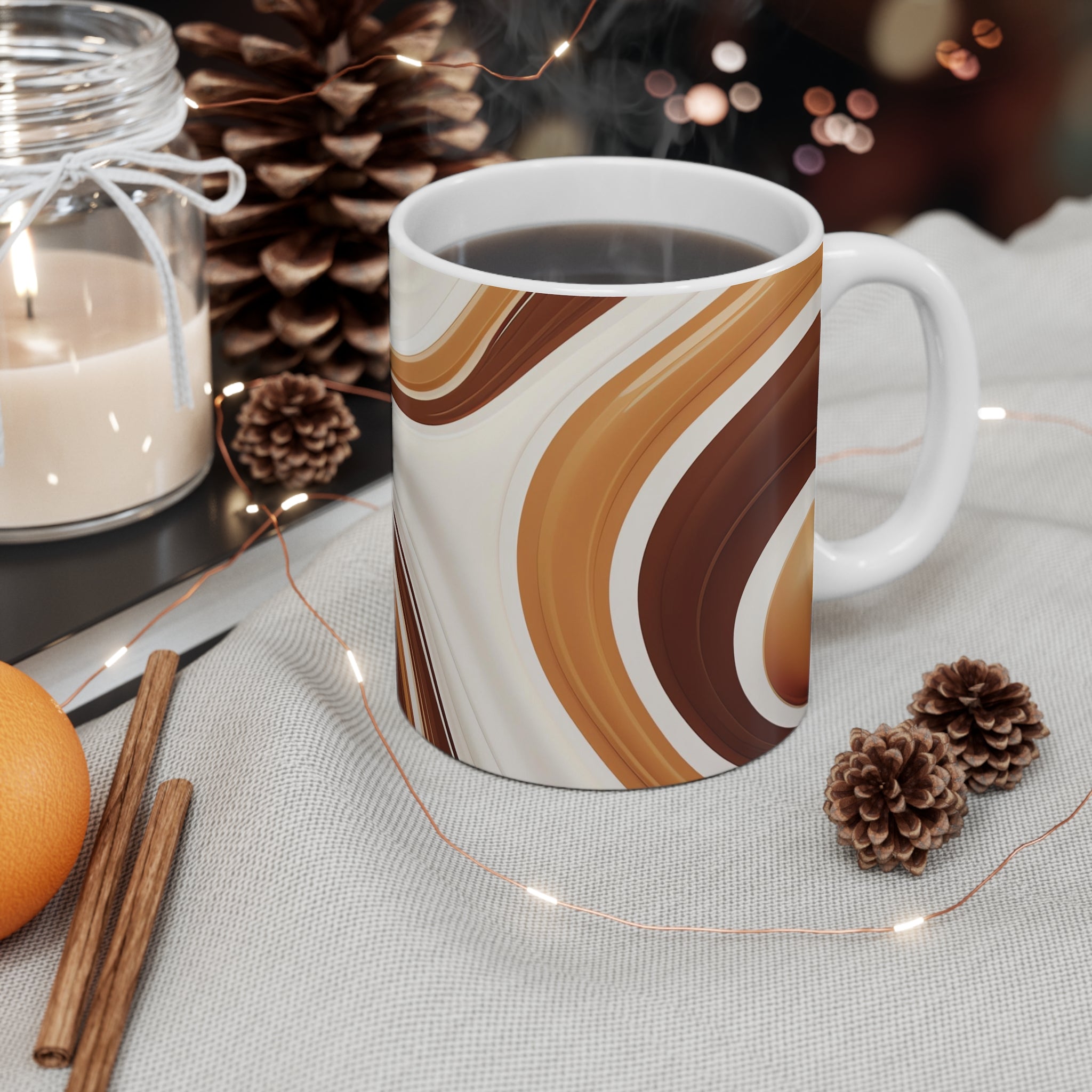 Swirl Chocolate Latte Mug — 11oz Ceramic Coffee Cup