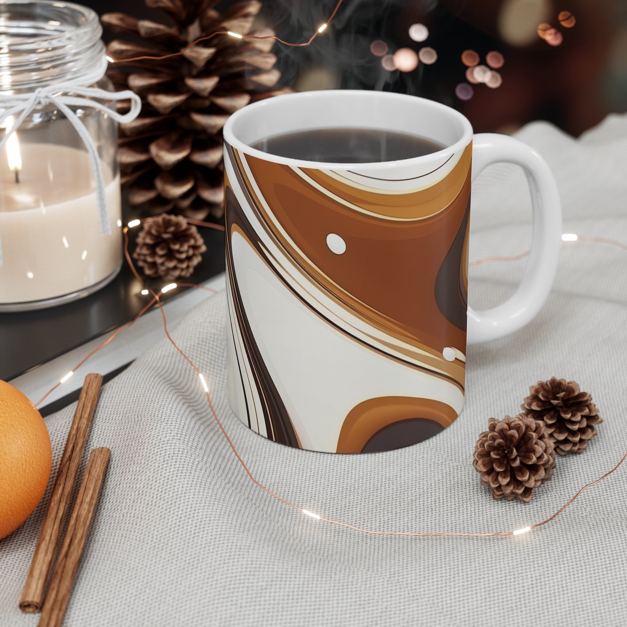 Marbled Chocolate Swirl Mug — 11oz Ceramic Coffee Cup