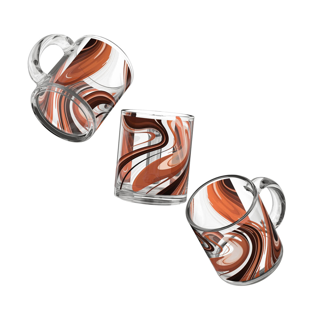 Swirled Retro Orange Glass Mug — 10oz Abstract Coffee & Tea Tumbler
