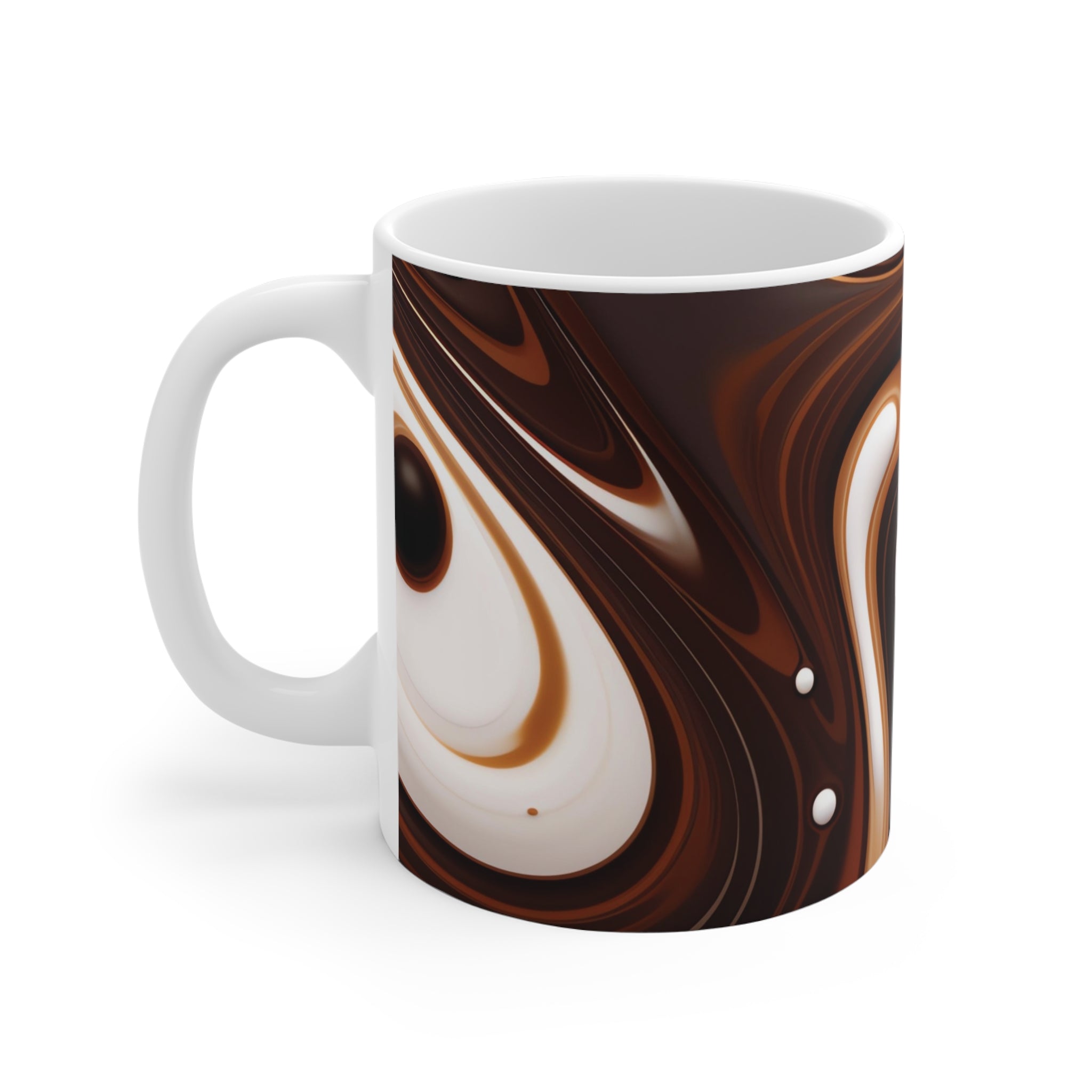 11oz Ceramic Mug — Brown Marble Swirl Coffee Cup