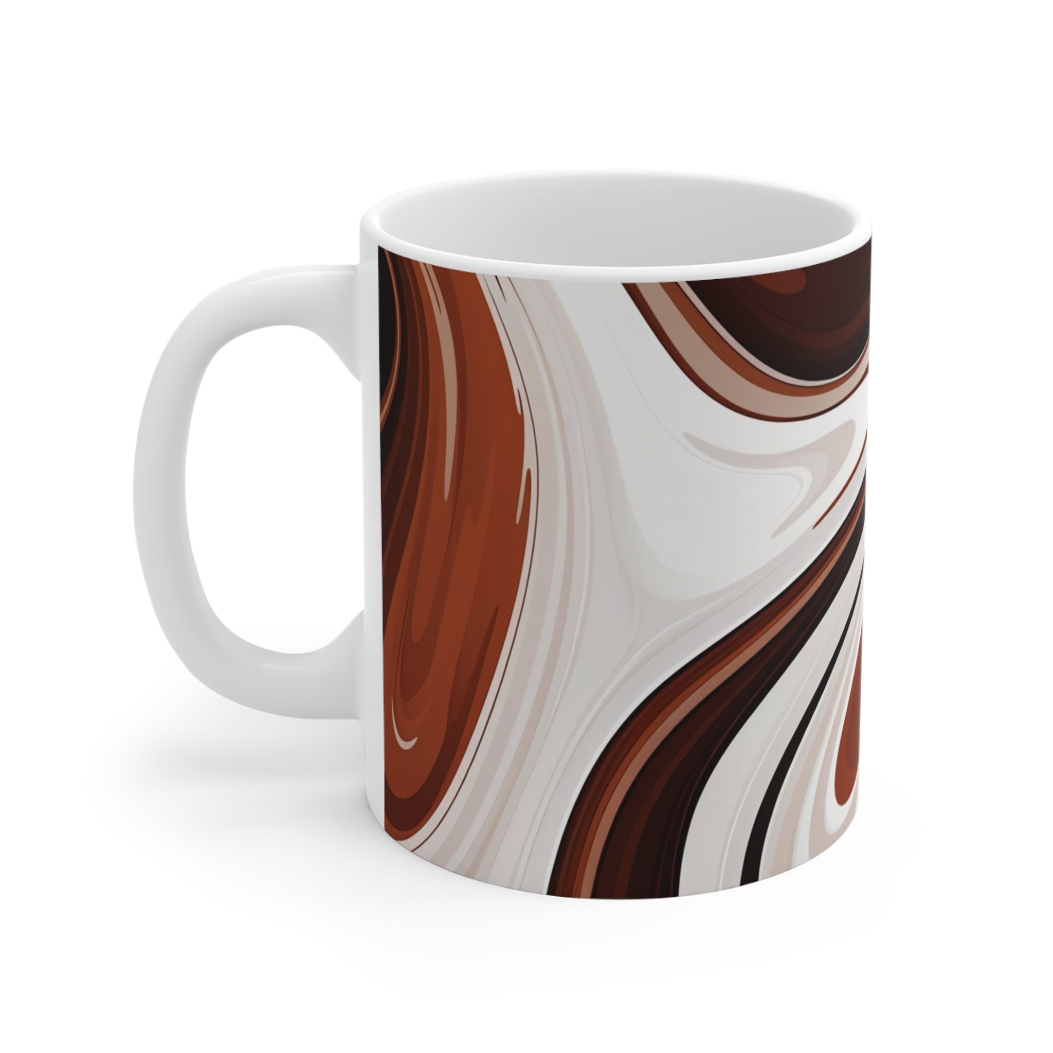 Brown Swirl Ceramic Mug — Retro Marble Coffee Cup (11 oz)