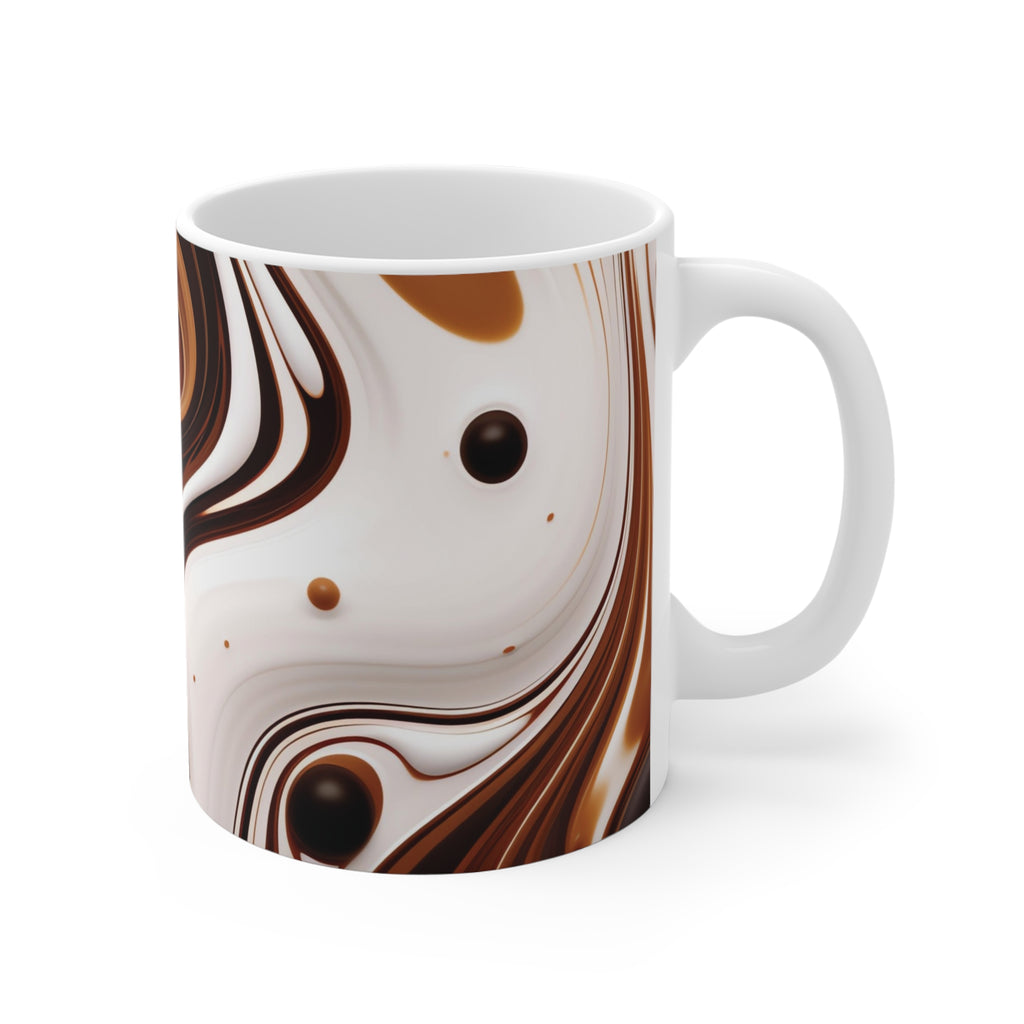 11oz Ceramic Mug — Brown Marble Swirl Coffee Cup