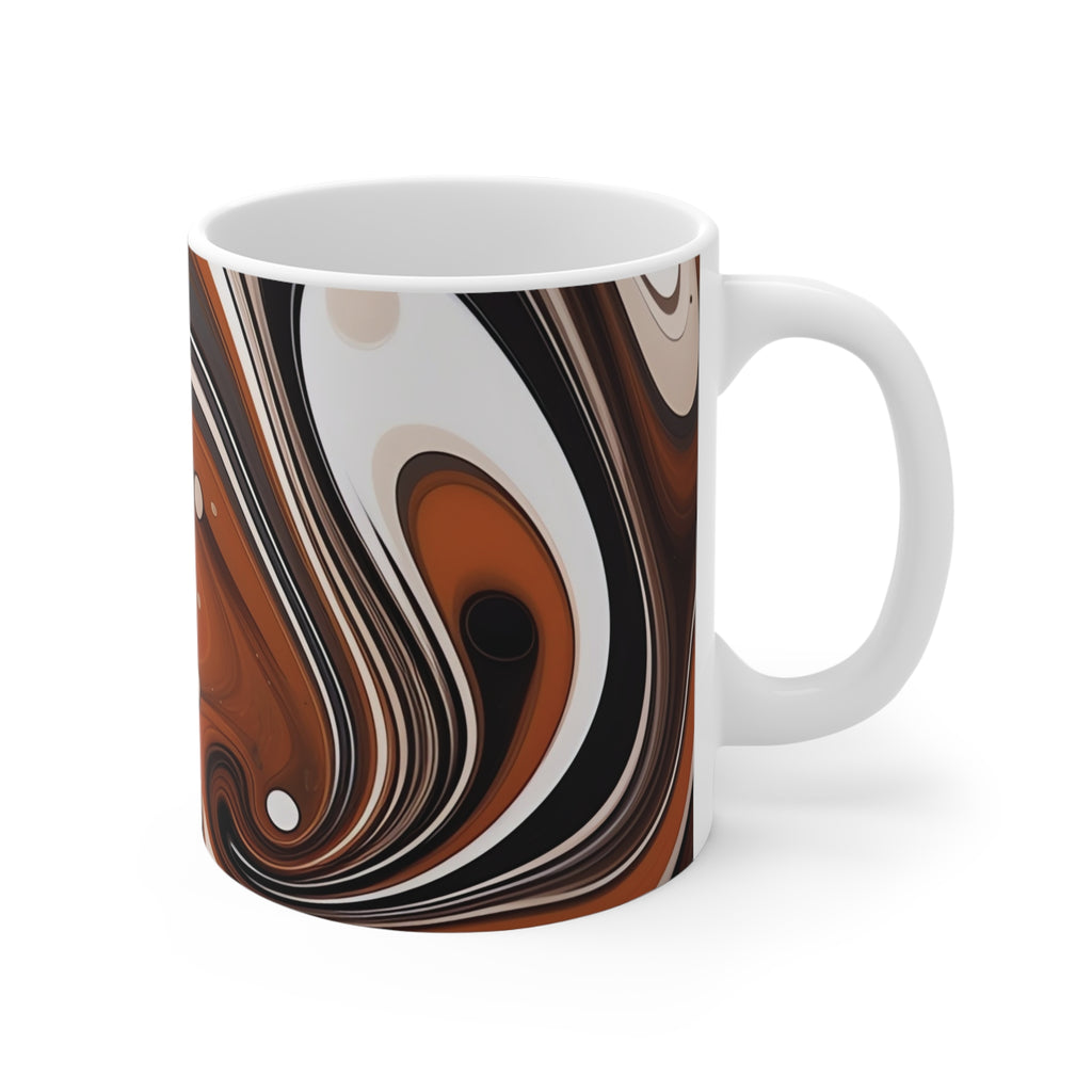 Brown Marble Swirl Mug — 11oz Ceramic Coffee Cup