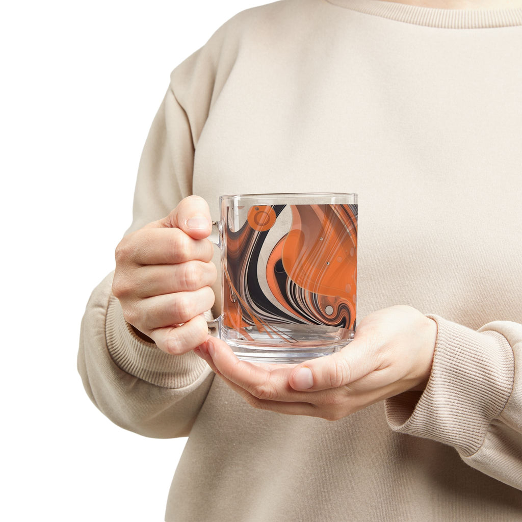 Orange Marble Glass Mug — Swirl Pattern 10oz Coffee & Tea Cup