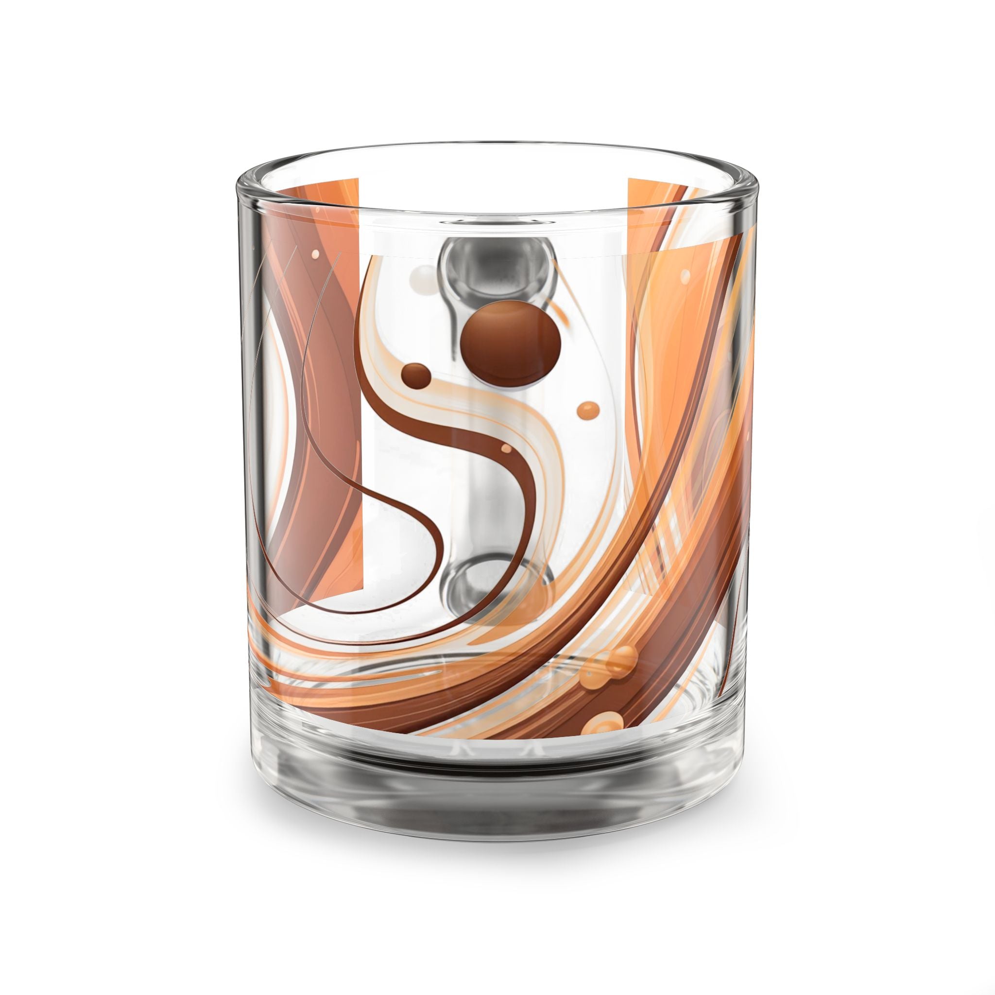 Swirl Art Glass Mug — Warm Brown & Ivory Abstract Coffee Cup (10 oz)