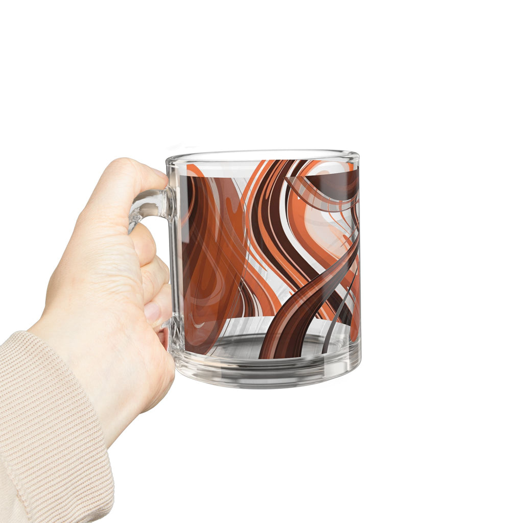 Swirled Retro Orange Glass Mug — 10oz Abstract Coffee & Tea Tumbler