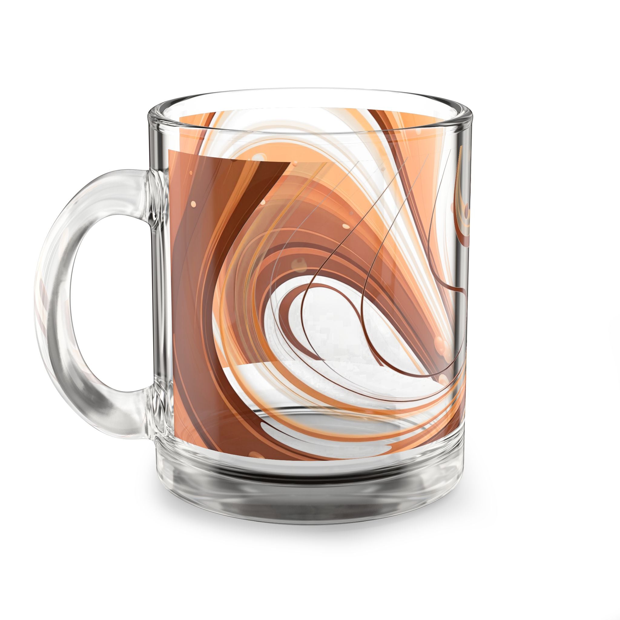 Swirl Art Glass Mug — Warm Brown & Ivory Abstract Coffee Cup (10 oz)