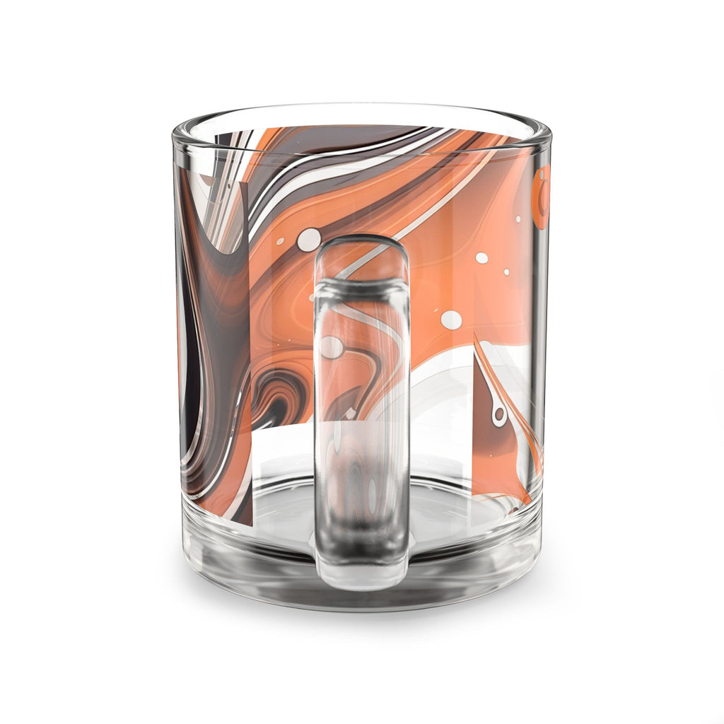 Orange Marble Glass Mug — Swirl Pattern 10oz Coffee & Tea Cup