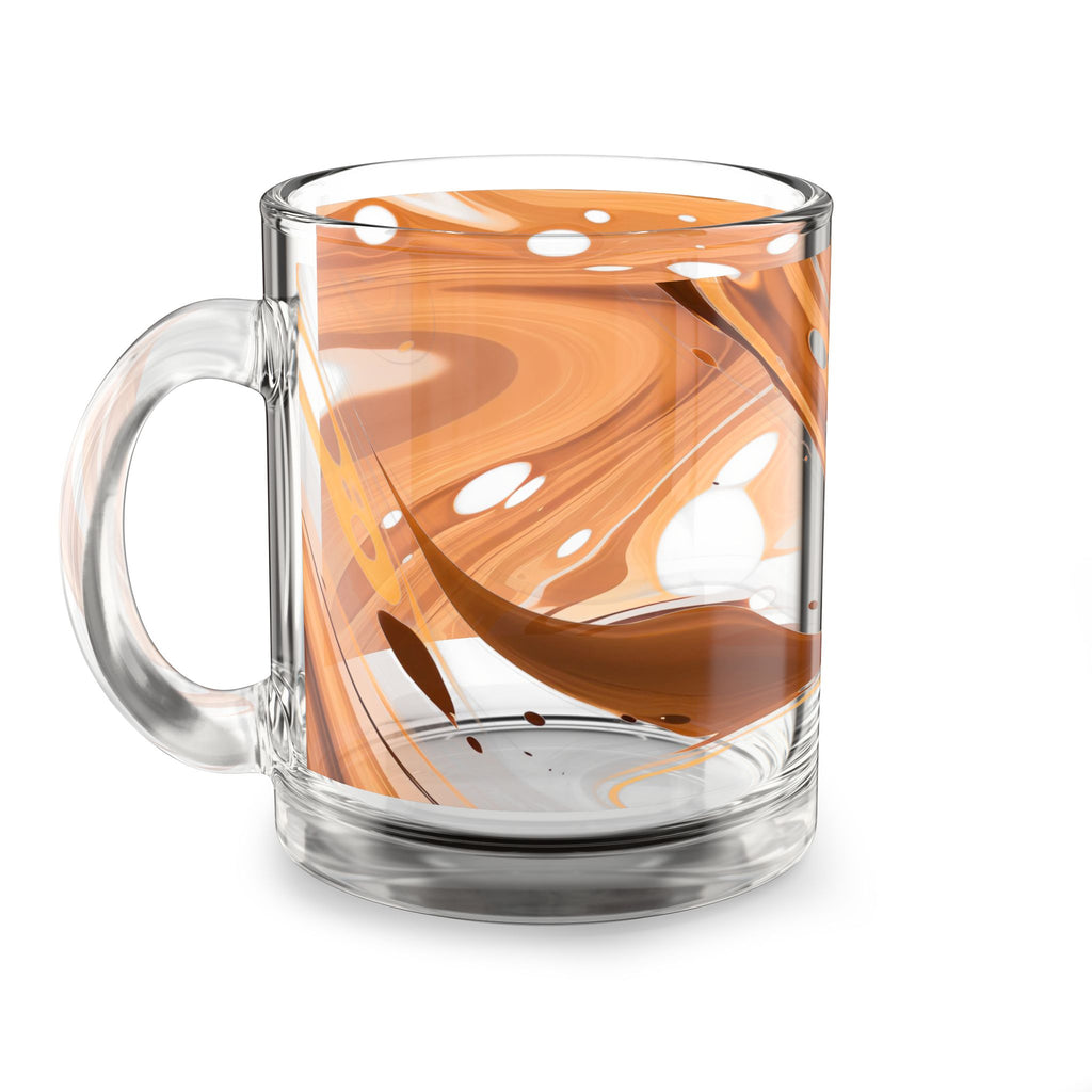 Orange Marble Glass Mug — 10oz Swirl Coffee Tea Cup