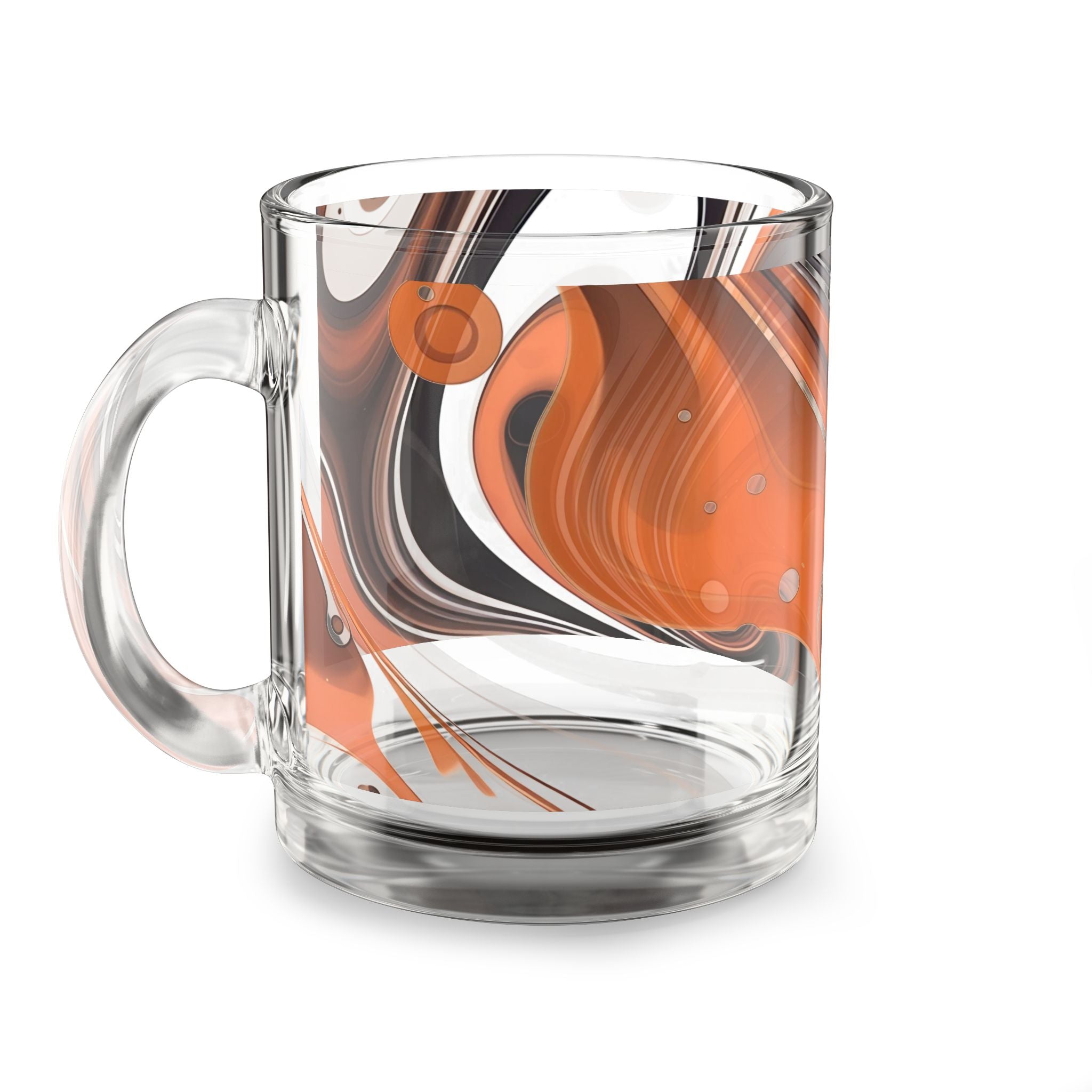 Orange Marble Glass Mug — Swirl Pattern 10oz Coffee & Tea Cup