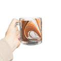 Swirl Art Glass Mug — Warm Brown & Ivory Abstract Coffee Cup (10 oz)