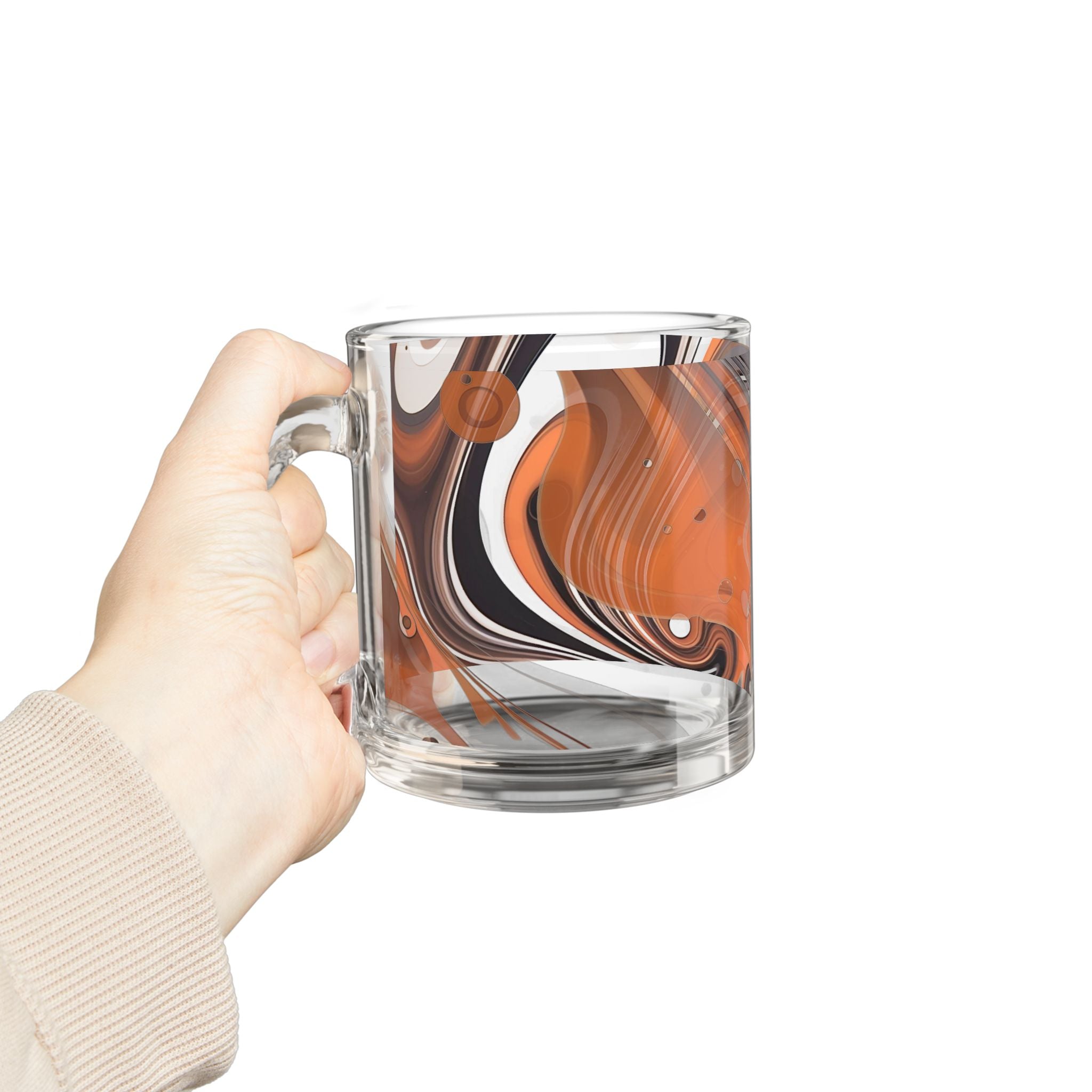 Orange Marble Glass Mug — Swirl Pattern 10oz Coffee & Tea Cup